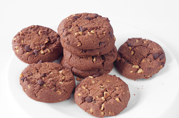 Cookie with chocolate and nuts