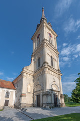 Fototapeta na wymiar Church tower with clock