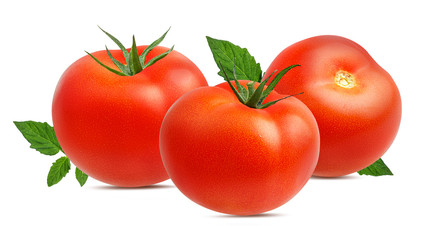 Fresh tomato isolated on white background with clipping path