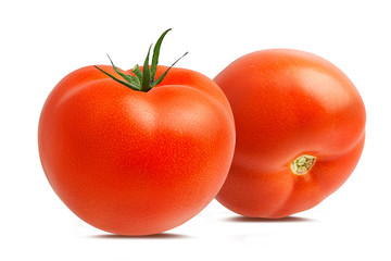 Fresh tomato isolated on white background with clipping path
