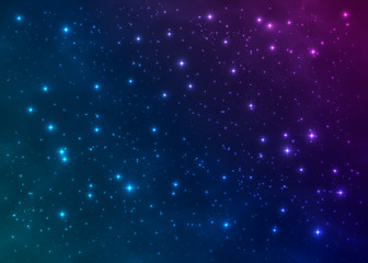 Naklejka na ściany i meble Fantasy colorful star cluster. Interstellar cloud. Outer space background. Vector cosmic illustration..