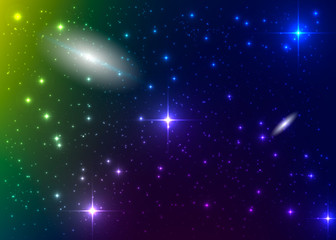 Bright and colorful nebula, outer space background. Stellar wallpaper. Vector cosmic illustration.