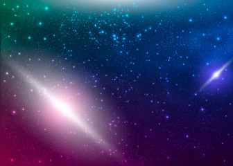 Obraz na płótnie Canvas Colorful nebula, outer space background. Vector cosmic illustration.