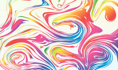 Colorful vector rainbow marbling texture, watercolor abstract background. Ebru..