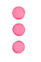 macarons isolated on white background, sweet colorful macarons in row
