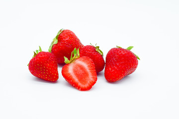 Slices of strawberry isolated on white background