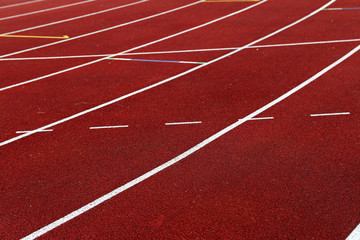 White lines on an athletic outdoor track