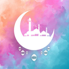 Eid Mubarak Background, Watercolor Style