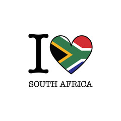 I love South Africa. Heart shape national country flag icon