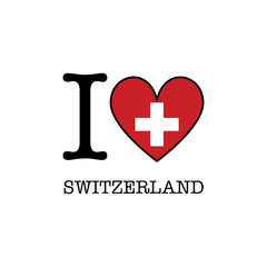 Fototapeta premium I love Switzerland. Heart shape national country flag icon
