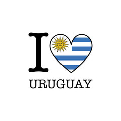 I love Uruguay. Heart shape national country flag icon