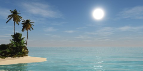 Fototapeta na wymiar island in the ocean, tropical island, island with palm trees, 3D rendering