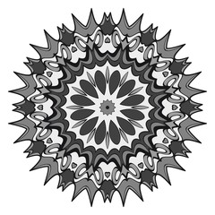 Floral Geometric Pattern with hand-drawing Mandala. Vector illustration. For fabric, textile, bandana, scarg, print.