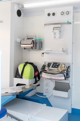 Interior of an ambulance car