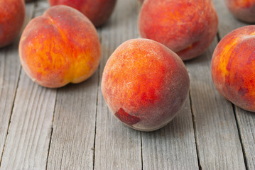 Peaches on wooden