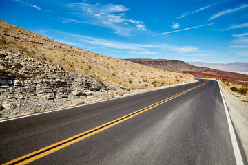 Picture of a desert road, travel concept.