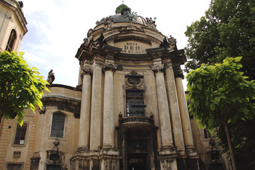 Editorial use. Ukraine: Dominican church and monastery in Lviv in Ukraine, May of 2018
