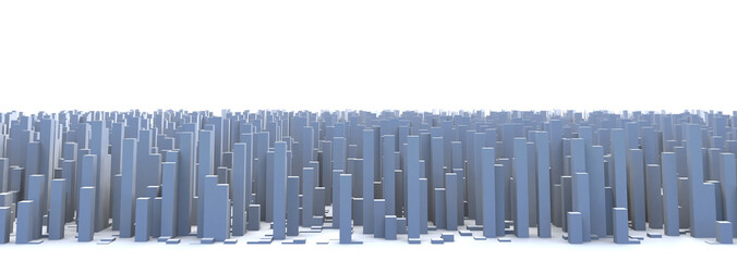 Abstract and generic 3d simple city blocks buildings skyscrapers skyline landscape.