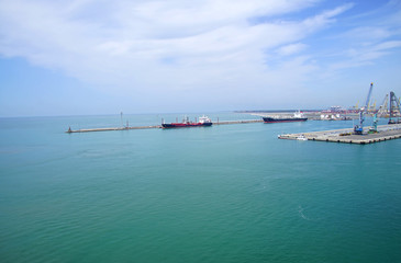 Oil tanker anchored at the breakwater