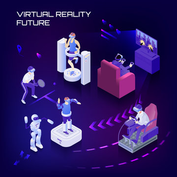 Virtual Reality Future Isometric Background