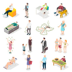 Obraz premium Rich People And Rich Life Isometric Icons