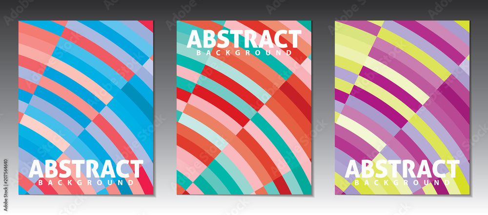 Wall mural Set of abstract vertical covers with color stripes. CMYK colors