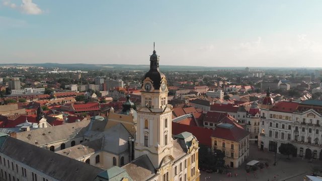 Aerial video of Pecs, Hungary