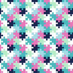Seamless background from multi-colored pieces of puzzles. Pattern