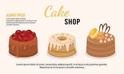 Vector illustration of fresh cakes set