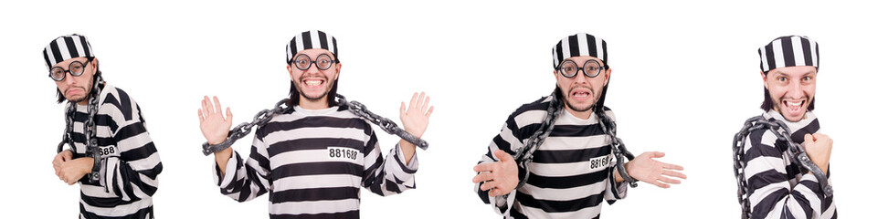 Prison inmate isolated on the white background