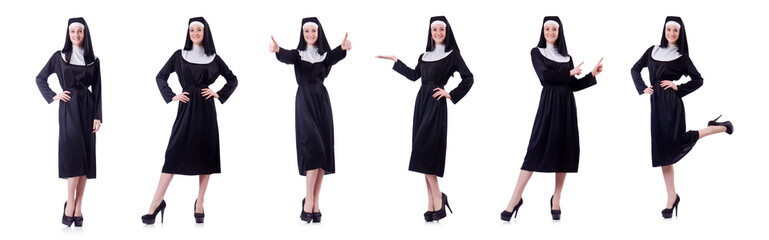 Nun isolated on the white background