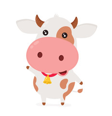 Obraz na płótnie Canvas Cute smiling happy funny little cow.