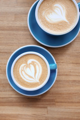 Two cups of coffee on the table