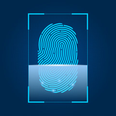 Fingerprint scanning. Concept of security, digital password and biometric authorization with finger-print. Vector illustration.