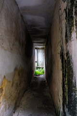 Fototapeta na wymiar corridor in an abandoned house