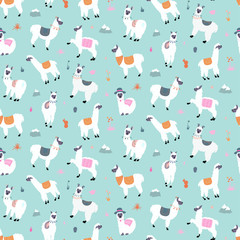 Vector seamless pattern with  llama © pikovit