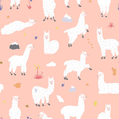 Vector seamless pattern with  llama © pikovit