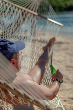 Man relaxing in Hammock