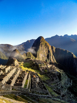 Cuzco, Peru - May 2015: Machu Picchu, 'the lost city of the Incas', an ancient archaeological site in the Peruvian Andes mountains