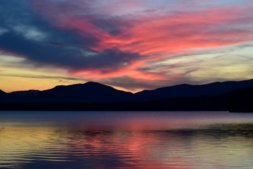 Pink and Purple Mountain Sunset in Maine