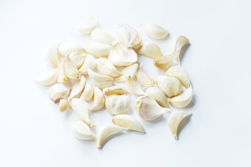 Fresh raw garlic, copy space
