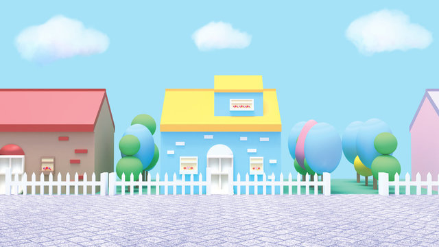 3d rendering picture of cartoon houses.