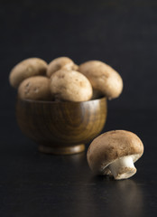 Mushrooms on a Dark Counter