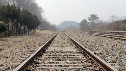 Fototapeta na wymiar The scenery of railways at winter.