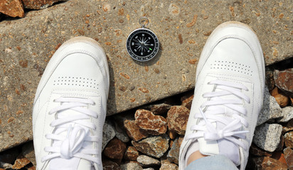 A compass and both feet.