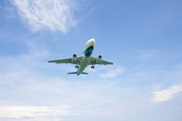 Fototapeta na wymiar Airplane landing to airport