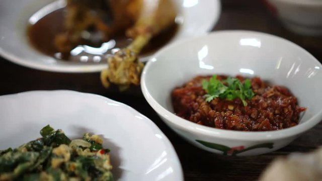 Thai Northern food set table video 4K