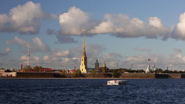 Russia, Saint Petersburg, Peter and Paul Fortress on Neva riverside, classified as World Heritage by UNESCO