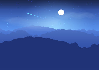 Obraz na płótnie Canvas Mountain landscape at night