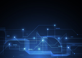 Abstract background with technology circuit board texture. Electronic motherboard illustration. Communication and engineering concept. Vector illustration